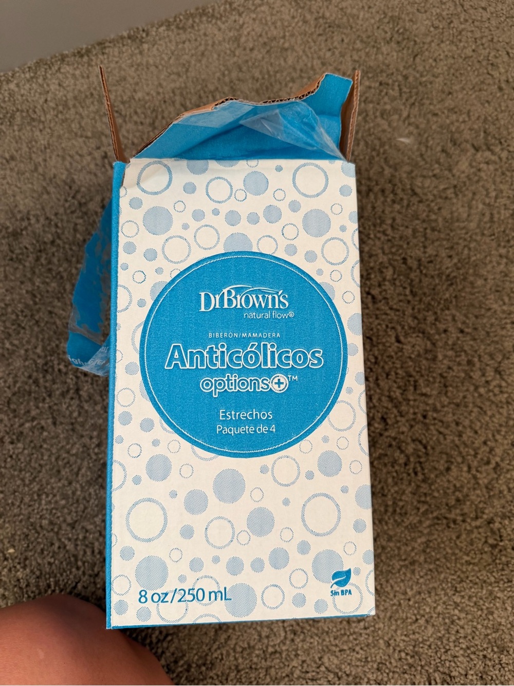 Dr. Brown's 4 of 8oz 250ml  Blue Packaging Baby Bottle Box